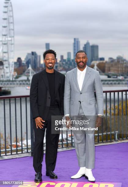 Corey Hawkins and Colman Domingo attend "The Color Purple" Photocall at IET Building: Savoy Place on November 21, 2023 in London, England.