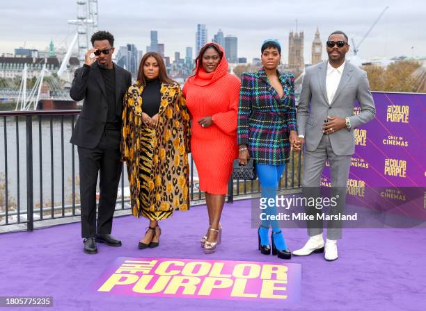 Corey Hawkins, Taraji P. Henson, Danielle Brooks, Fantasia Barrino and Colman Domingo attend "The Color Purple" Photocall at IET Building: Savoy...
