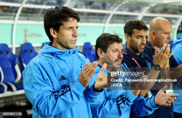 Diego Placente, Head Coach of Argentina, reacts prior to the FIFA U-17 World Cup Round of 16 match between Argentina and Venezuela at Si Jalak...
