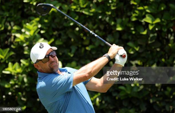 Darren Fichardt of South Africa plays a shot prior to the Joburg Open at Houghton GC on November 21, 2023 in Johannesburg, South Africa.