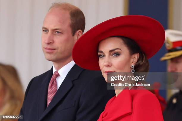 Prince William, Prince of Wales and Catherine, Princess of Wales attend a ceremonial welcome for The President and the First Lady of the Republic of...