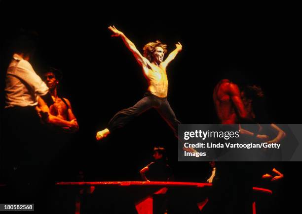 Argentinian dancer Jorge Donn performs with the Bejart Ballet of the 20th Century in Maurice Bejart's 'Bolero' to the music of Maurice Ravel at City...