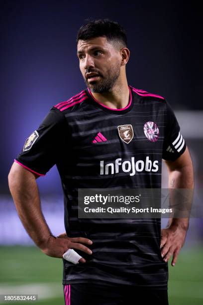 Sergio Aguero of Kunisports looks on during the round 5 of the Kingdom Cup match between Kunisports and Jijantes FC at Cupra Arena Stadium on...