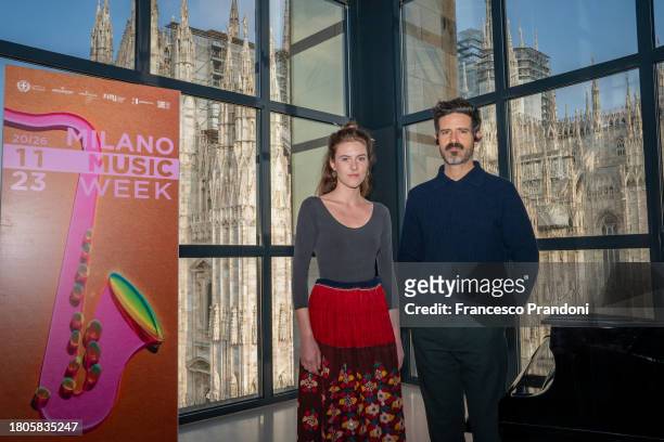 Guinevere and Devendra Banhart attends at Devendra Banhart Interview during Milano Music Week 2023 at La Sala Fontana al Museo del Novecento on...