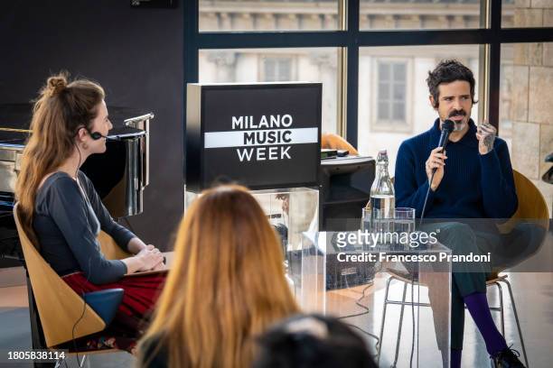 Guinevere Interviews Devendra Banhart during Milano Music Week 2023 at La Sala Fontana al Museo del Novecento on November 21, 2023 in Milan, Italy.