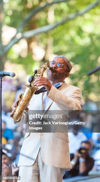 American Jazz musician Kenny Garrett leads his Quintet from the alto saxophone at the 21st Annual Charlie Parker Jazz Festival in the Richard Rodgers...