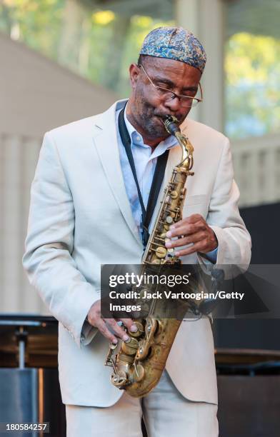 American Jazz musician Kenny Garrett leads his Quintet from the alto saxophone at the 21st Annual Charlie Parker Jazz Festival in the Richard Rodgers...