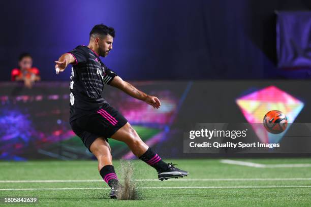 Sergio Aguero of Kunisports in action during the round 5 of the Kingdom Cup match between Kunisports and Jijantes FC at Cupra Arena Stadium on...