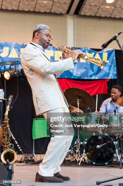 American Jazz musician Kenny Garrett leads his Quintet from the soprano saxophone with McClenty Hunter on drums at the 21st Annual Charlie Parker...