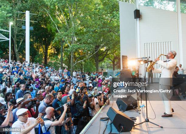 American Jazz musician Kenny Garrett leads his Quintet from the alto saxophone at the 21st Annual Charlie Parker Jazz Festival in the Richard Rodgers...