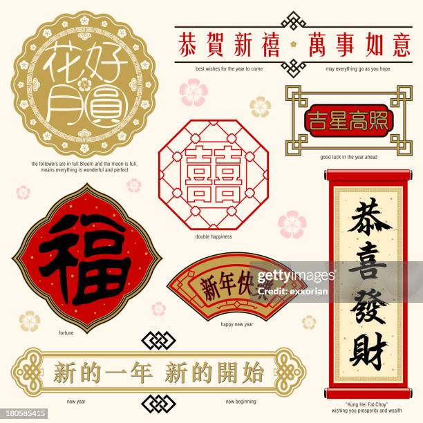 chinese frame and text - calligraphy stock illustrations