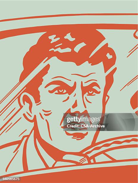 man driving a car - road rage stock illustrations