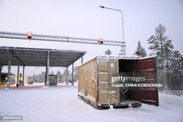 Confiscated bicycles used by asylum seekers to cross the border to Finland are stored in a container at the Raja-Jooseppi border crossing station to...