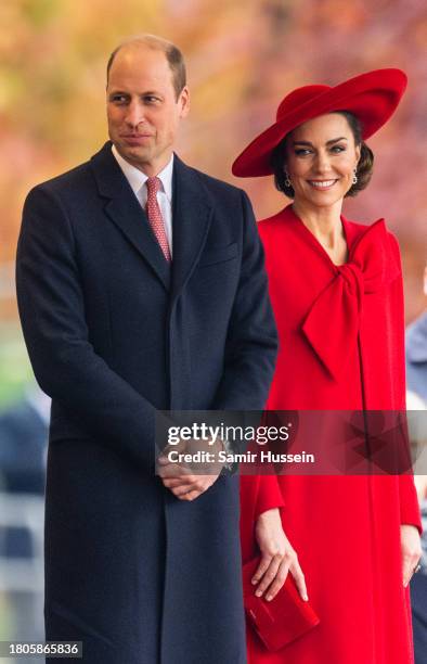 Prince William, Prince of Wales and Catherine, Princess of Wales attend a ceremonial welcome for The President and the First Lady of the Republic of...