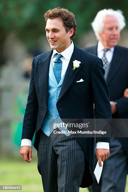 Tom van Straubenzee attends the wedding of James Meade and Lady Laura Marsham at the Parish Church of St. Nicholas in Gayton on September 14, 2013...