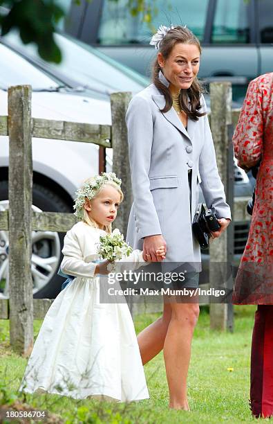 Jecca Craig attends the wedding of James Meade and Lady Laura Marsham at the Parish Church of St. Nicholas in Gayton on September 14, 2013 near...