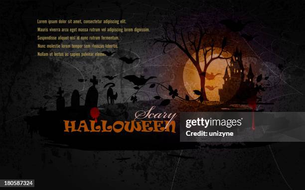 scary halloween background with grunge - graveyard background stock illustrations