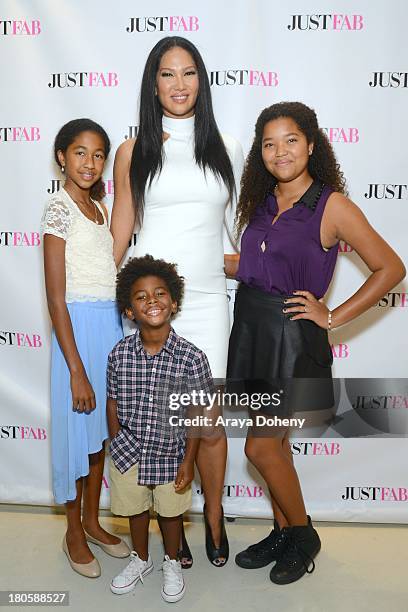 Aoki Lee Simmons, Kenzo Lee Hounsou, Kimora Lee Simmons and Ming Lee Simmons attend the JustFab Boutique grand opening with Kimora Lee Simmons at...