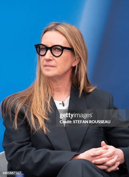 Fashion designer Anya Hindmarch attends a panel discussion during the Global Investment Summit at Hampton Court Palace in south west London on...