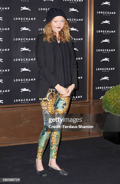 Lily Cole attends the grand opening party of Longchamp Regent Street at Longchamp on September 14, 2013 in London, England.