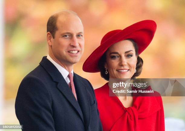 Prince William, Prince of Wales and Catherine, Princess of Wales attend a ceremonial welcome for The President and the First Lady of the Republic of...