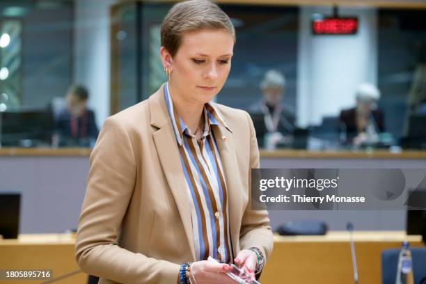 Polish Undersecretary of State at the Ministry of Economic Development and Technology Kamila Krol attends an EU Trade Ministers meeting in the Europa...