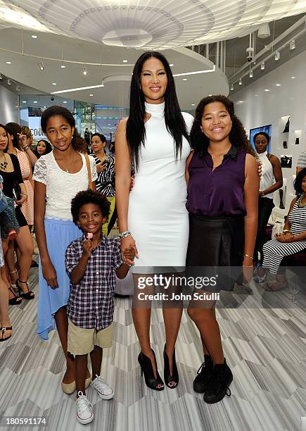 Aoki Lee Simmons, Kenzo Lee Simmons, Kimora Lee Simmons and Ming Lee Simmons attend JustFab.com Los Angeles flagship store debut at Glendale Galleria...