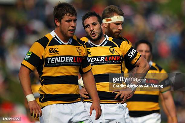 Andre Taylor of Taranaki reacts during the round five ITM Cup match between Counties Manukau and Taranaki at ECO Light Stadium on September 15, 2013...