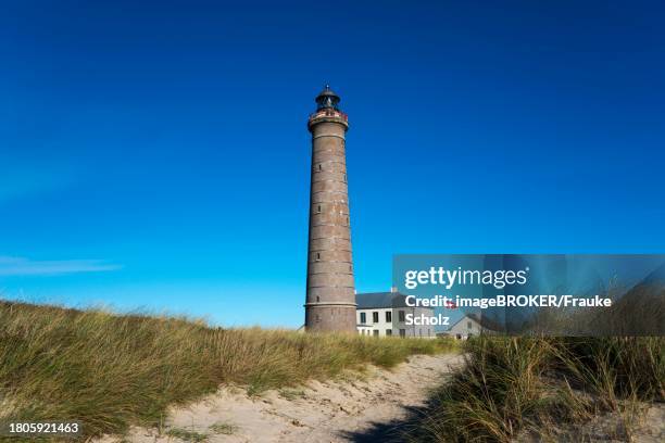 lighthouse, grenen, skagens gren, skagen, north jutland, jutland, denmark - grenen stock pictures, royalty-free photos & images