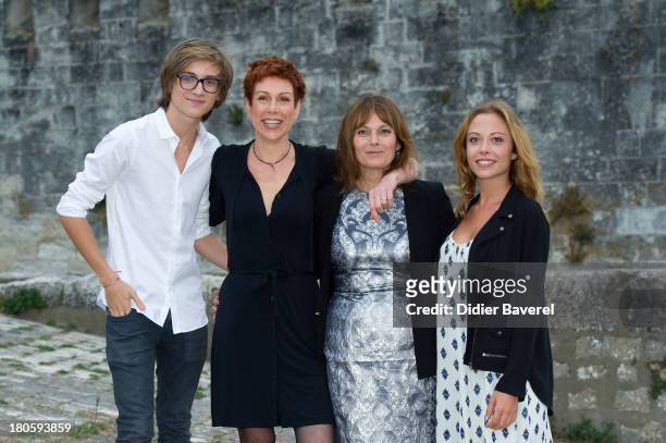 Louis Duneton, Marie Reache, Cecilia Hornus and Dounia Coesens pose during the photocall of 'Plus Belle La Vie'at 15th Festival of TV Fiction on...