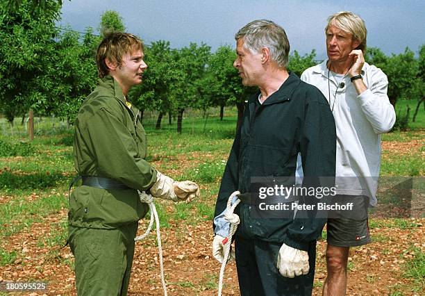 Fabian Harloff, Ruediger Joswig, Carlo Thraenhardt , ZDF-Taktik-Show "Auge um Auge", Mallorca/Balearen/Spanien, Spiel, Seil,