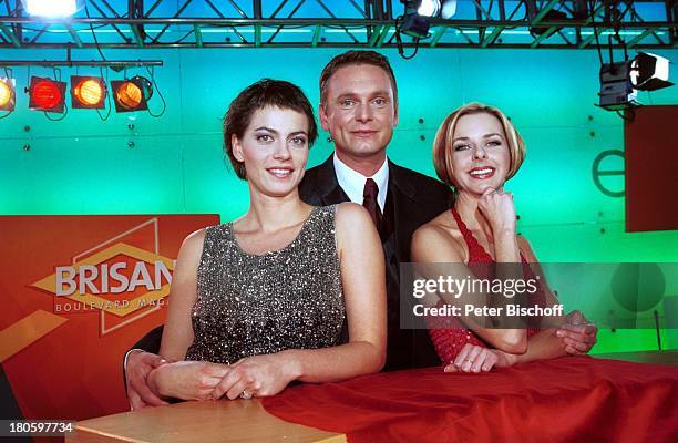 Moderatorenteam Griseldis Wenner, Axel Bulthaupt, Ines Krüger,, , 2000. Sendung ARD Boulevard-Magazin "Brisant", Leipzig, Jubiläumssendung, Jubiläum,...