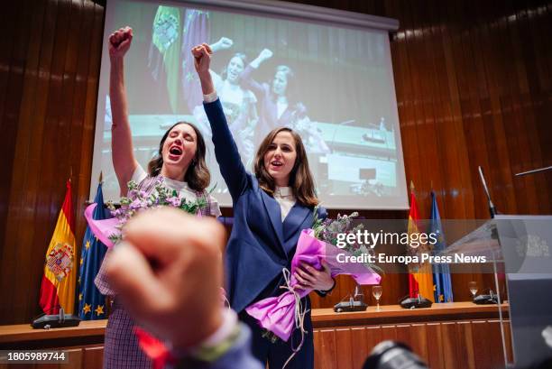 The until now Minister of Equality, Irene Montero , and until now the Minister of Social Rights and Agenda 2030, Ione Belarra , after the transfer of...