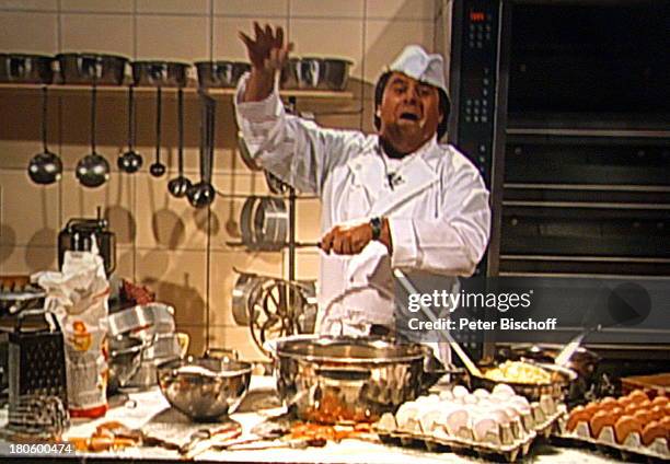 Andy Borg, ZDF-Musik-Show "Lustige Musikanten", Jubiläums-Gala , Meirotshalle, Rotenburg an der Fulda, Kochen, Küche, Backen, Zutaten, Mütze,