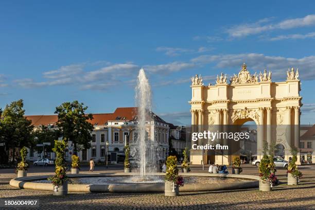 brandenburg gate and luisenplatz (potsdam/ brandenburg, germany) - potsdam brandenburg stock pictures, royalty-free photos & images