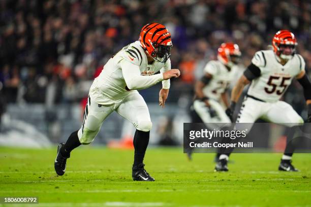 Trey Hendrickson of the Cincinnati Bengals rushes the passer during an NFL football game against the Baltimore Ravens at M&T Bank Stadium on November...