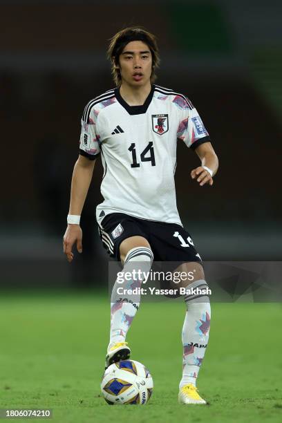 Junya Ito of Japan controls the ball during the FIFA World Cup Asian 2nd qualifier match between Syria and Japan at Prince Abdullah Al Faisal Stadium...