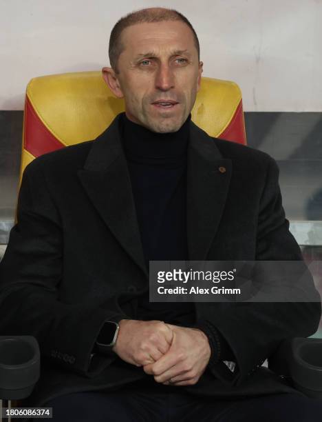 Blagoja Milevski, Head Coach of North Macedonia, looks on prior to the UEFA EURO 2024 European qualifier match between North Macedonia and England at...