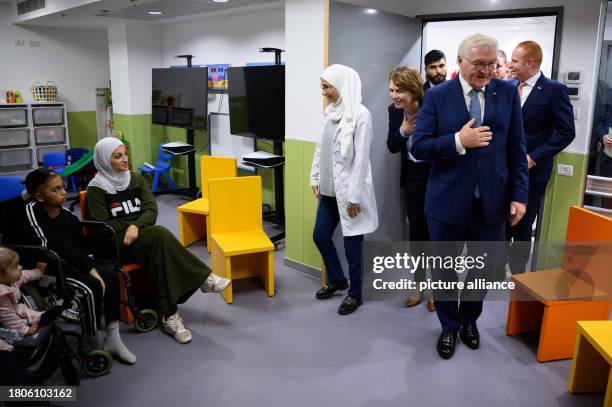 November 2023, Palestinian Territories, Ostjerusalem: Federal President Frank-Walter Steinmeier and his wife Elke Büdenbender visit Auguste Victoria...