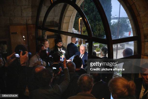 November 2023, Palestinian Territories, Ostjerusalem: Federal President Frank-Walter Steinmeier gives a press statement before his visit to Auguste...