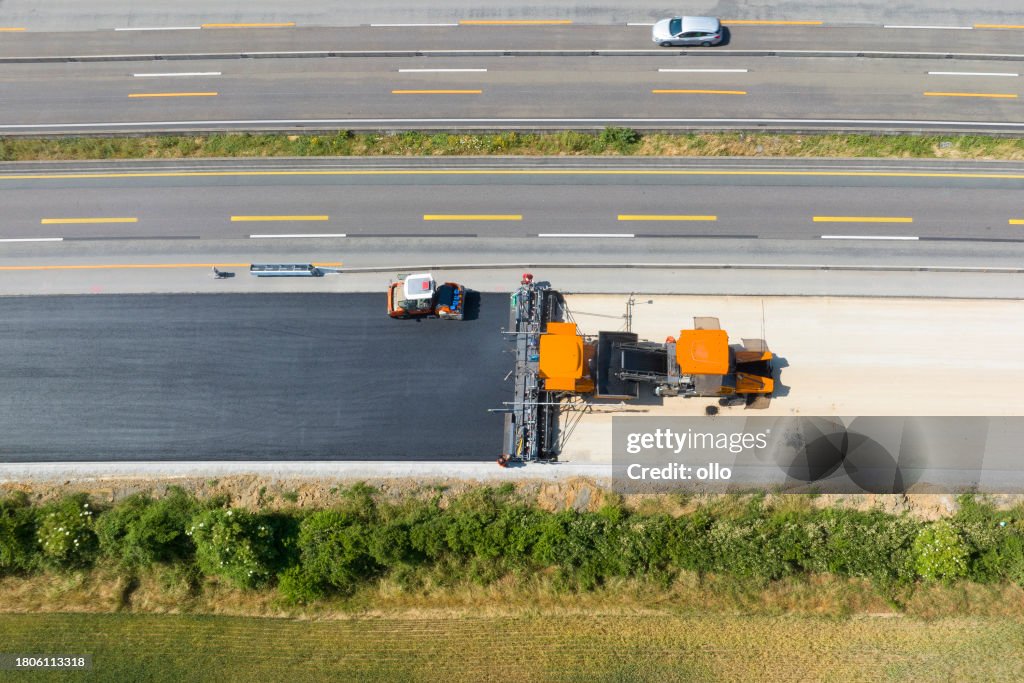 Road construction - aerial view