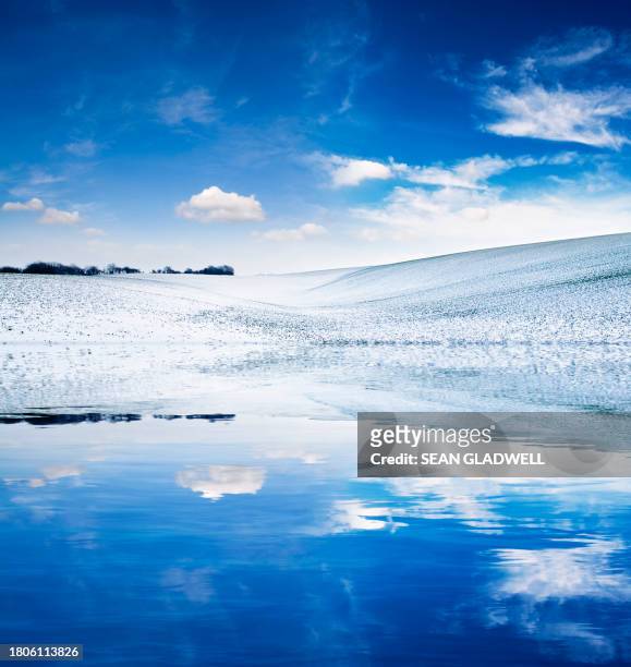 winter lake reflection - reflection pool stock pictures, royalty-free photos & images
