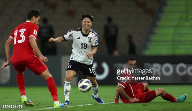 Takuma Asano of Japan controls the ball during the FIFA World Cup Asian 2nd qualifier match between Syria and Japan at Prince Abdullah Al Faisal...