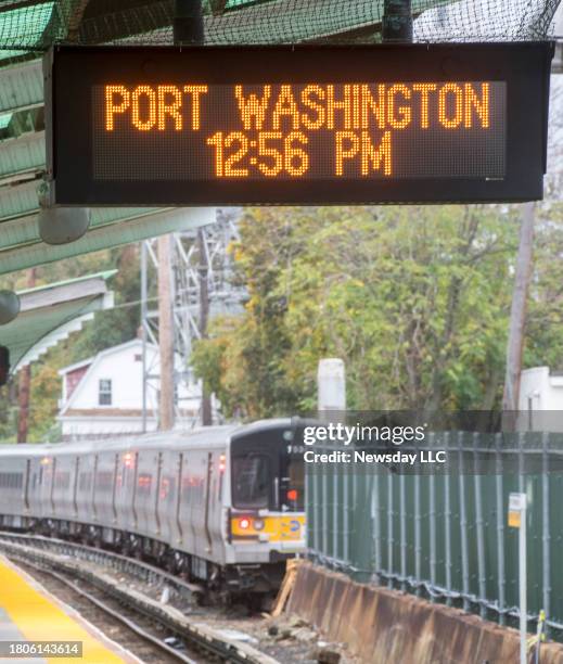 Port Washington, N.Y.: A Long Island Railroad train arrives at the station on Main Street, in Port Washington, New York, on November 5, 2017.