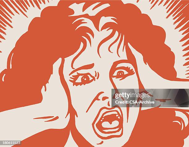 bildbanksillustrationer, clip art samt tecknat material och ikoner med screaming woman - skrika