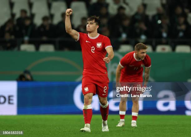 Ariel Mosor of Poland celebrates after scoring the team's first goal during the UEFA Under21 Euro Qualifier match between Germany U21 and Pland U21...