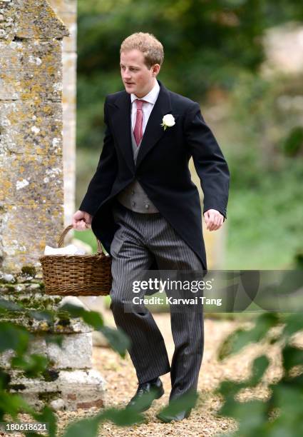 Guy Pelly attends the wedding of James Meade and Lady Laura Marsham at The Parish Church of St. Nicholas Gayton on September 14, 2013 in King's Lynn,...