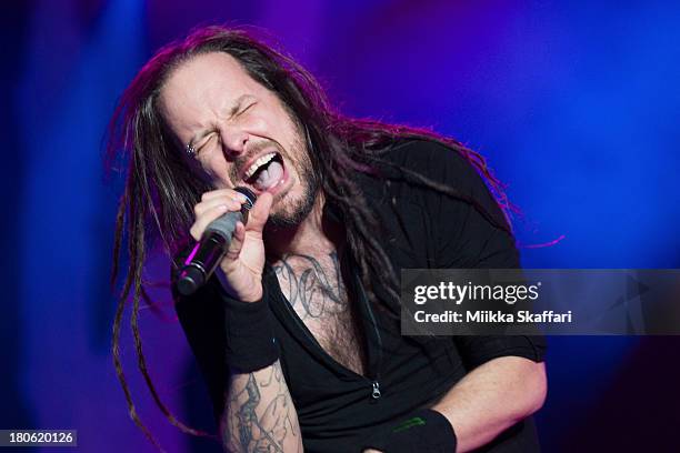 Vocalist Jonathan Davis of Korn performs in Monster Energy's Aftershock Festival at Discovery Park on September 14, 2013 in Sacramento, California.