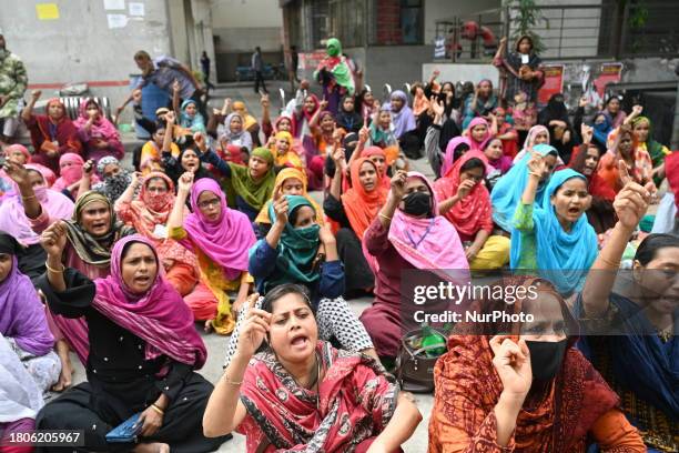 Garment workers from Opex Fashion Limited are staging a demonstration in front of the Department of Labor building in Dhaka, Bangladesh, on November...