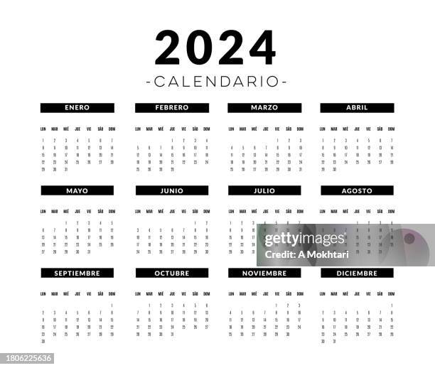 ilustrações de stock, clip art, desenhos animados e ícones de 2024 calendar in spanish. - spanish culture